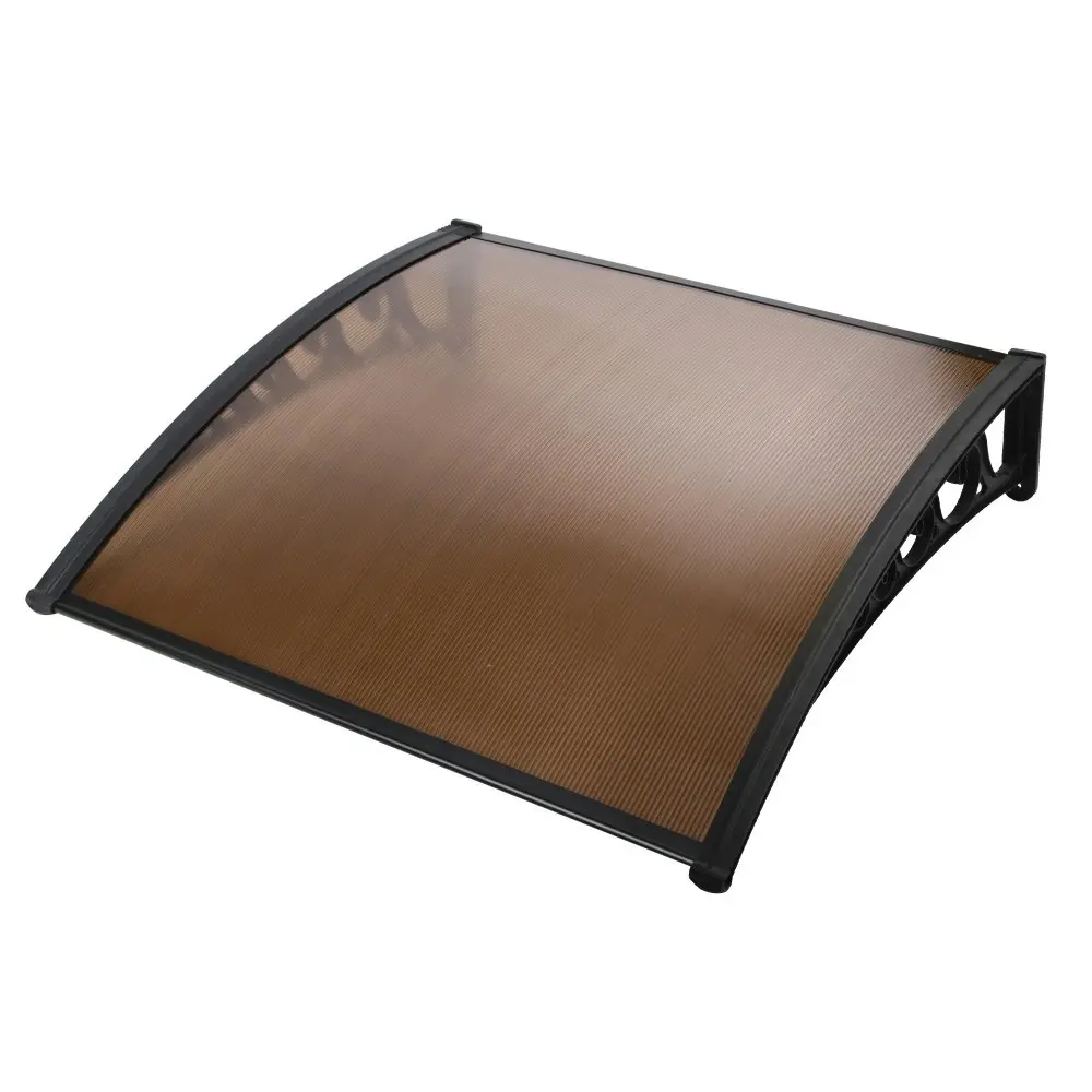 Instahut Window Door Awning? 1mx1.2m Brown Hollow Sheet Plastic Frame