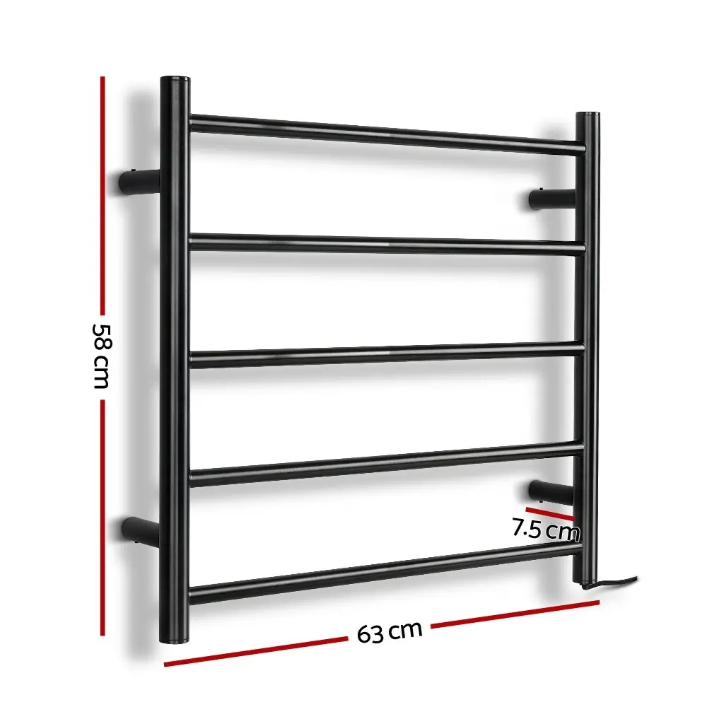 Devanti Electric Heated Towel Rail Rack 5 Bars Wall Mounted Clothes Dry Warmer