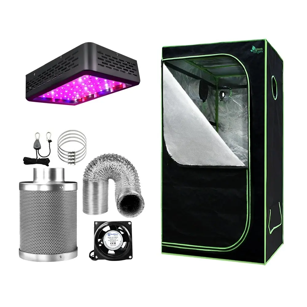 Greenfingers Grow Tent Light Kit 60x60x140CM 600W LED 4" Vent Fan,Greenfingers Grow Tent Light Kit LED 600W Full Spectrum 4" Vent 60x60x140CM