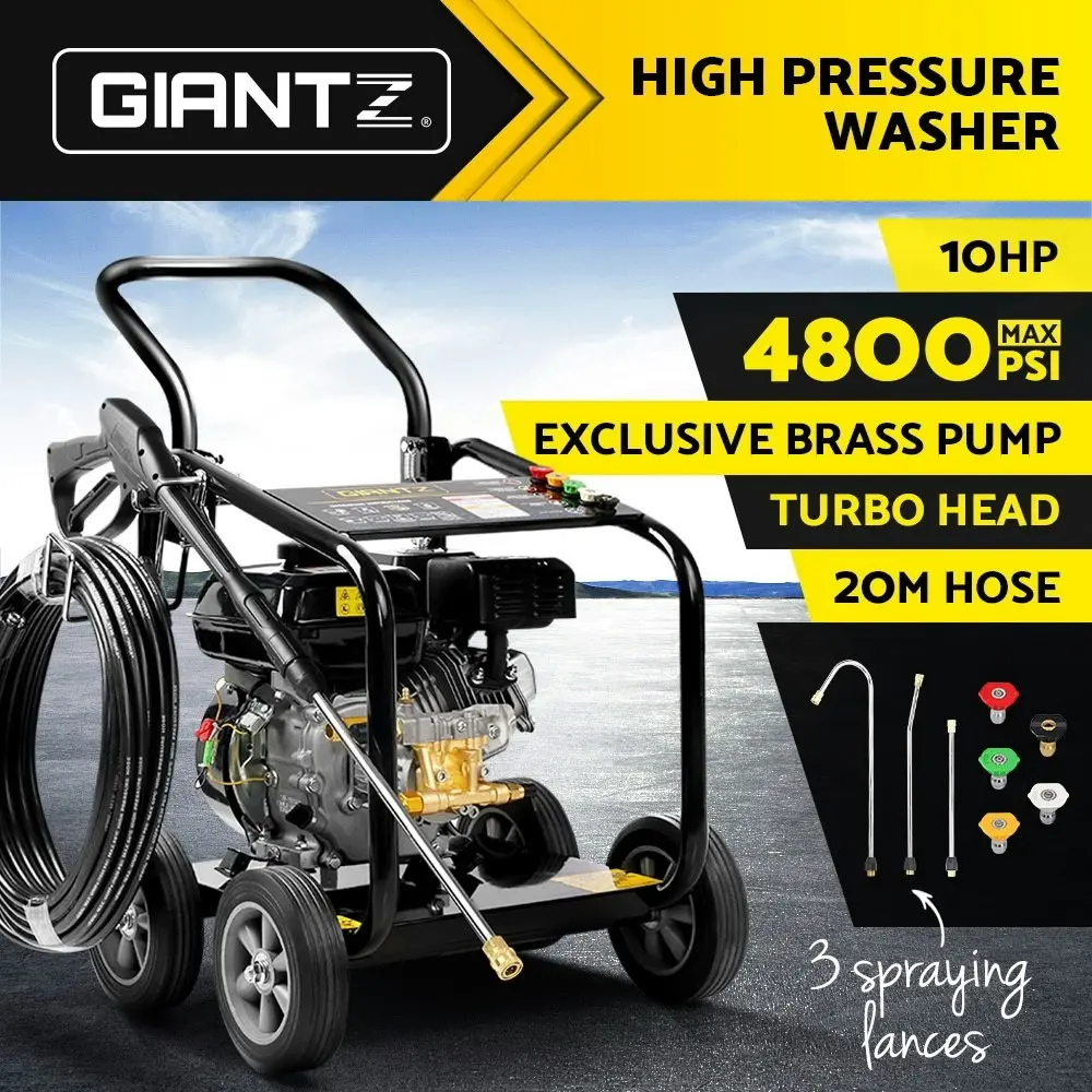 Giantz 4800PSI Petrol High Pressure Cleaner Washer Water 20M Jet Hose Gurney