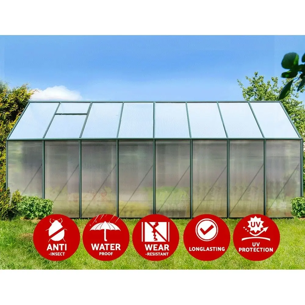 Greenfingers Greenhouse 5.1x2.44x2.1M Aluminium Polycarbonate Green House Garden Shed