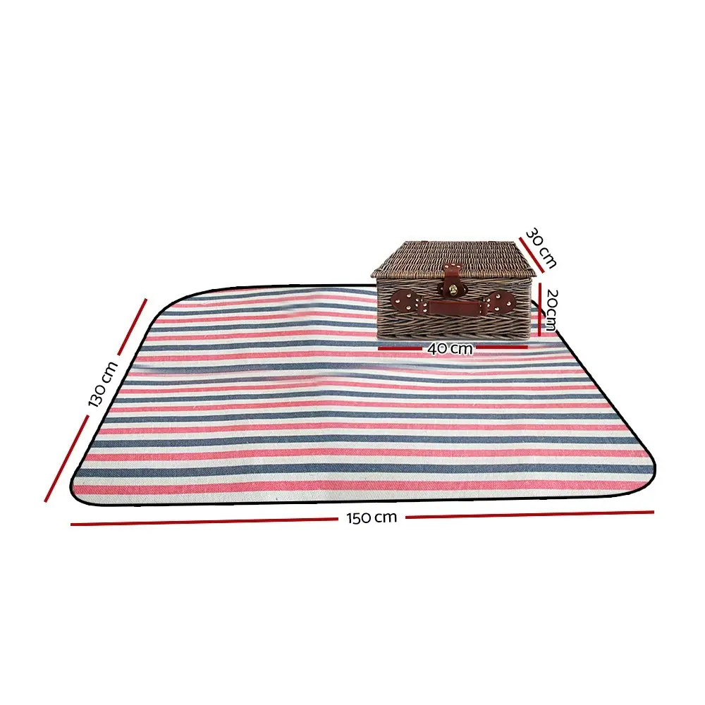 Alfresco 4 Person Picnic Basket Set Insulated Blanket Bag