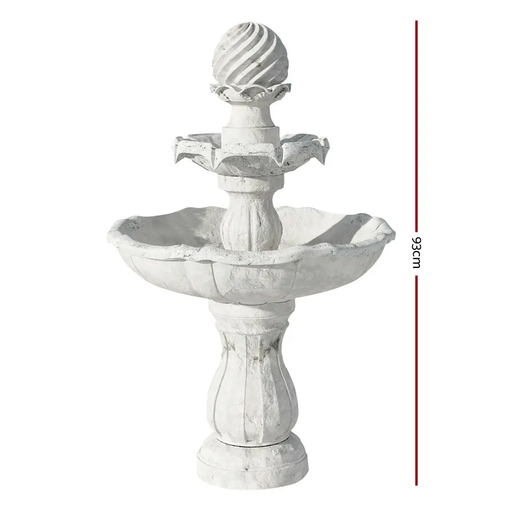 Gardeon Solar Water Feature 3-Tier Fountain with Pump Kit Bird Bath 93CM Ivory