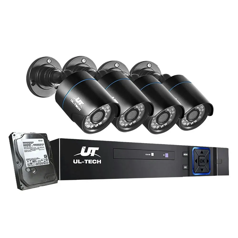 UL-tech CCTV Camera Security System 8CH DVR 4 Bullet Cameras 1TB Hard Drive