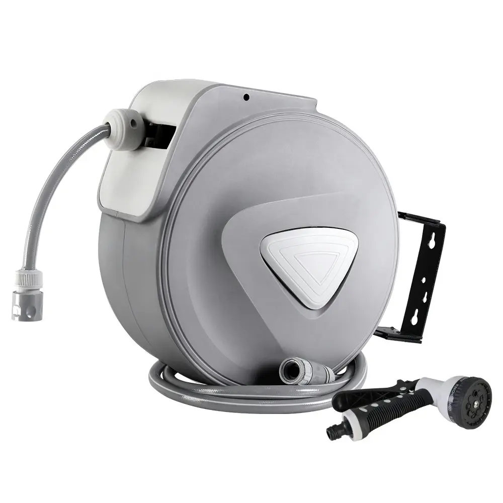 Water Hose Reel 10M Retractable Auto Rewind Garden Spray Gun