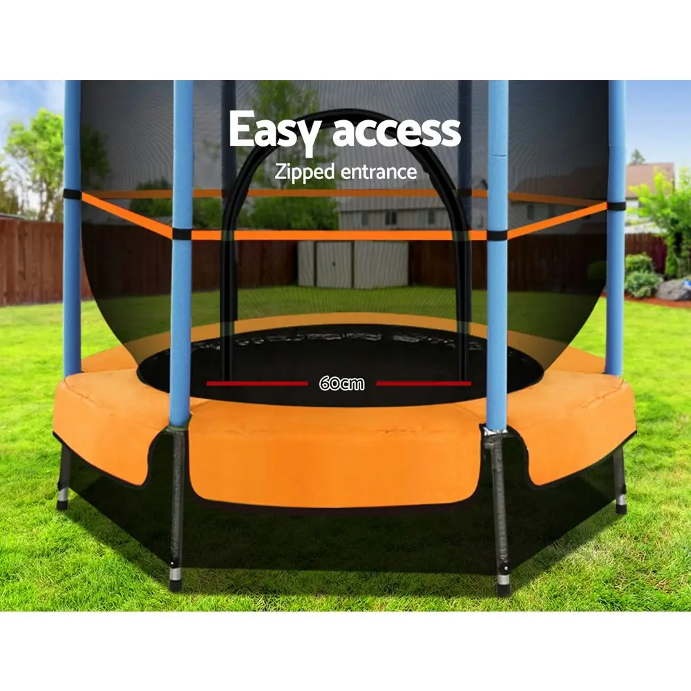 Everfit 4.5FT Trampoline for Kids w/ Enclosure Safety Net Rebounder Gift Orange