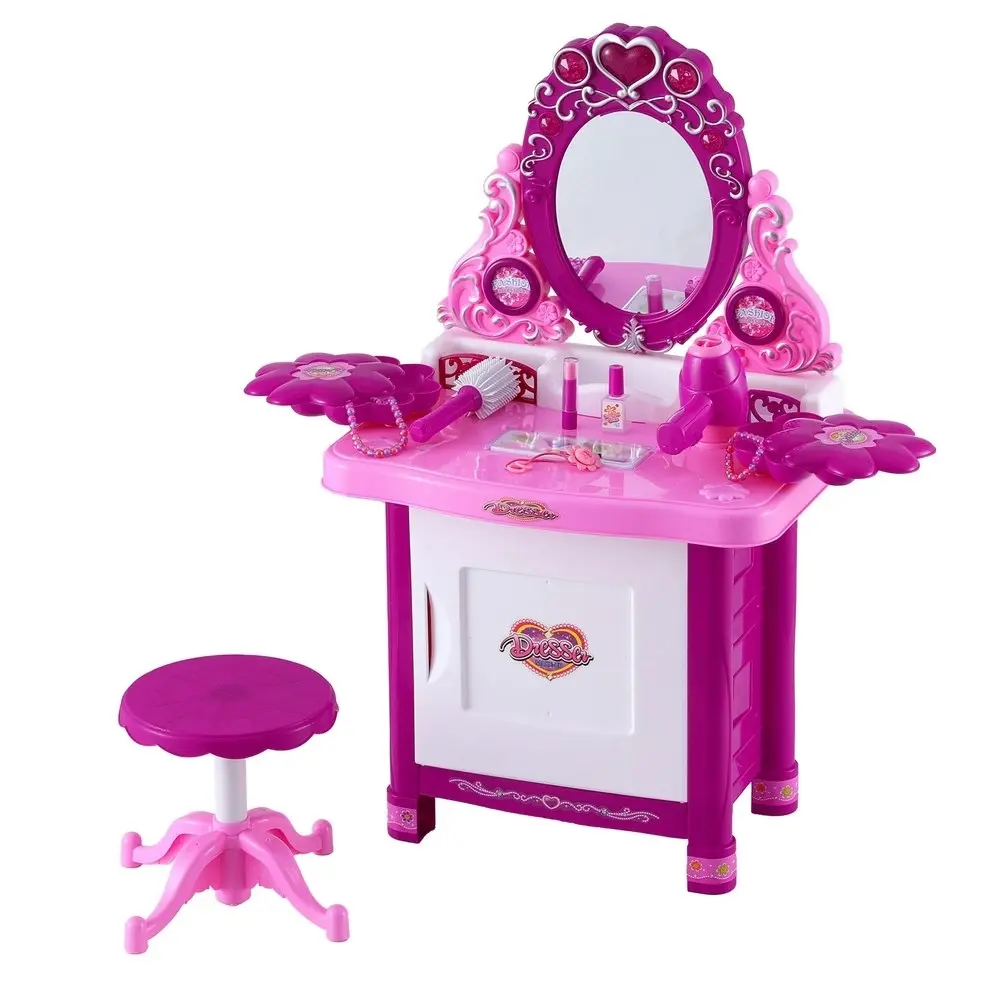 Keezi Kids Pretend Makeup Play Set Dressing Table Chair Girls Toys Children