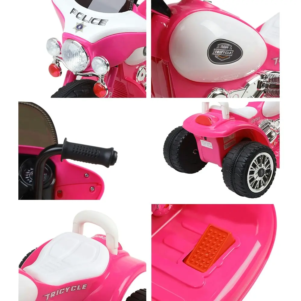 Rigo Kids Electric Ride On Patrol Police Car Harley-Inspired 6V Pink