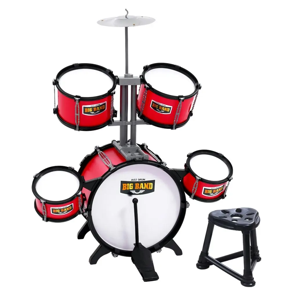 Keezi Kids Drum Kit Set Pretend Play Junior Drums Musical Toys Childrens 7pcs