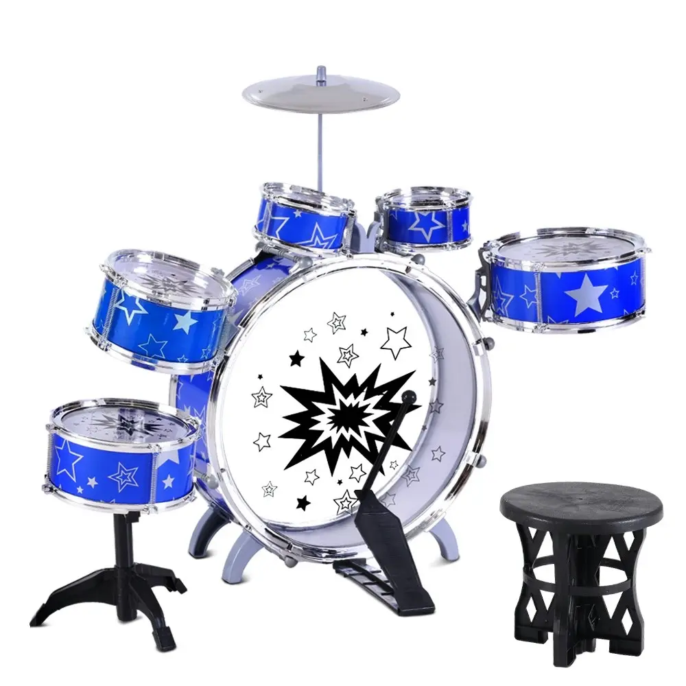 Keezi Kids Drum Kit Set Pretend Play Junior Drums Musical Toys Childrens 11pcs