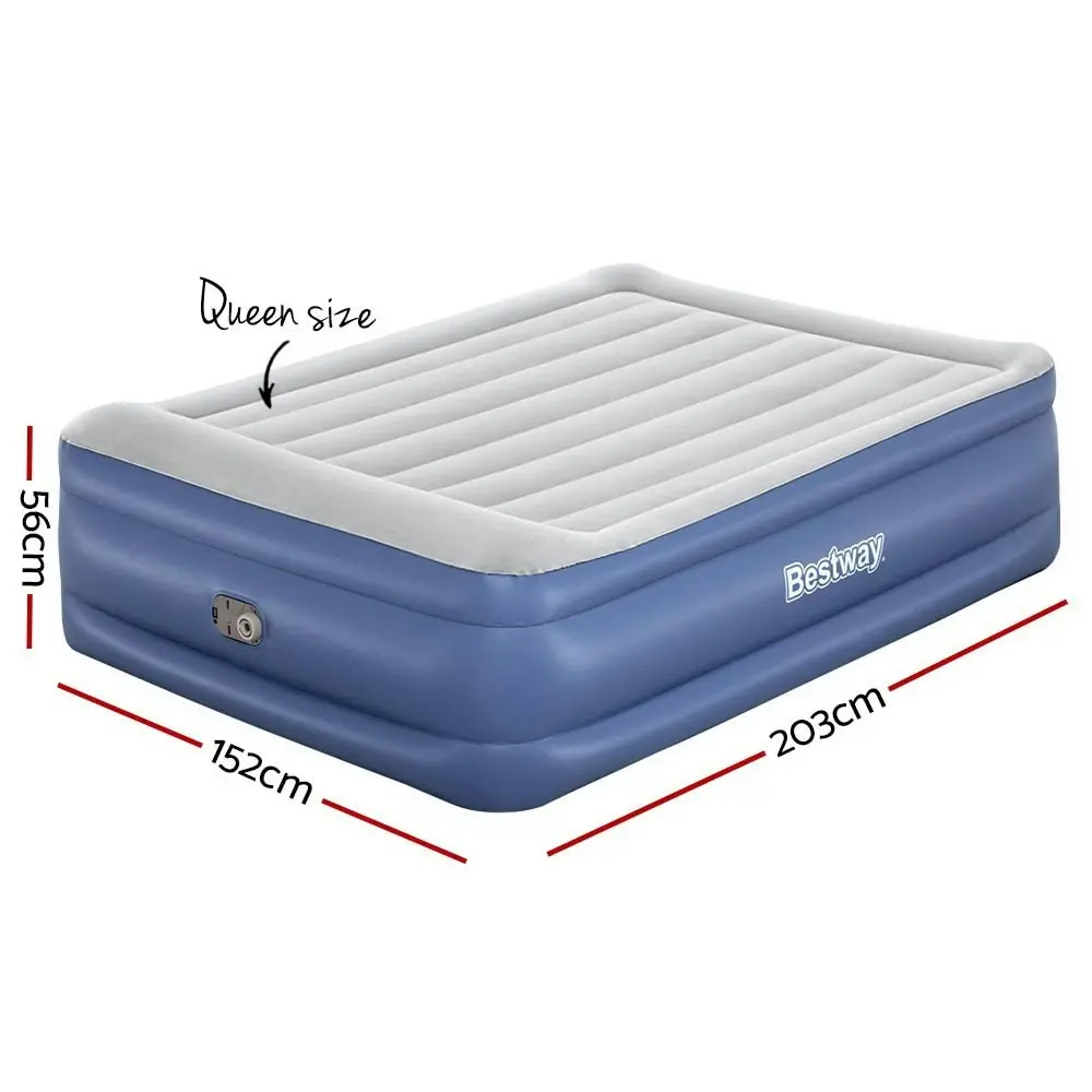 Bestway Air Mattress Queen Inflatable Bed 56cm Airbed 56cm Blue