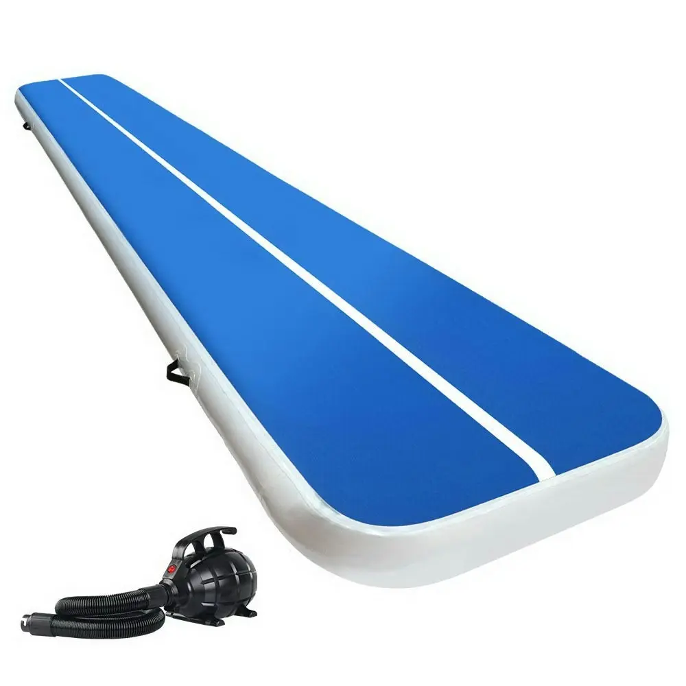 Everfit 5M Air Track Gymnastics Tumbling Exercise Yoga Mat W/ Pump Inflatable Blue