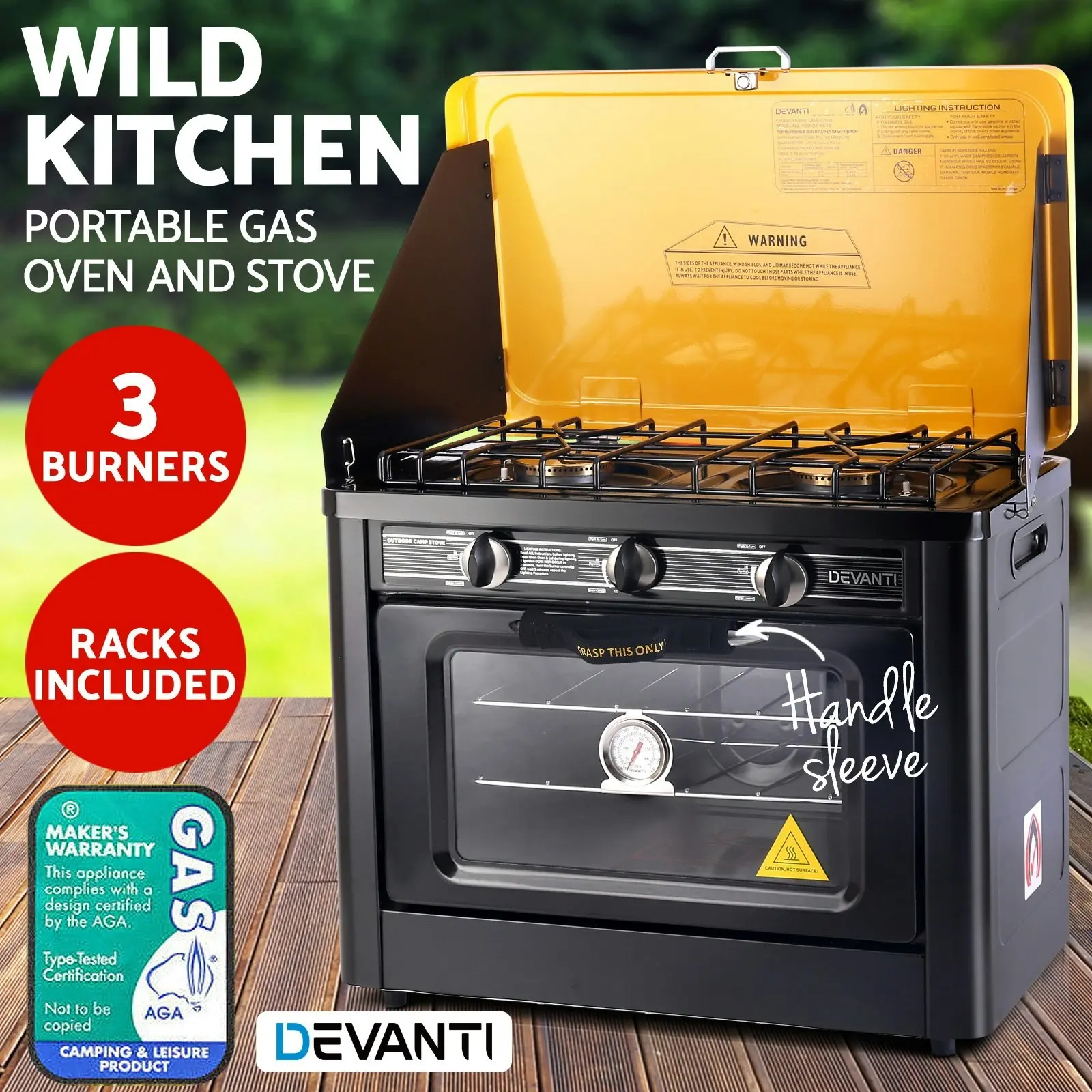 Devanti Portable Gas Oven LPG Black