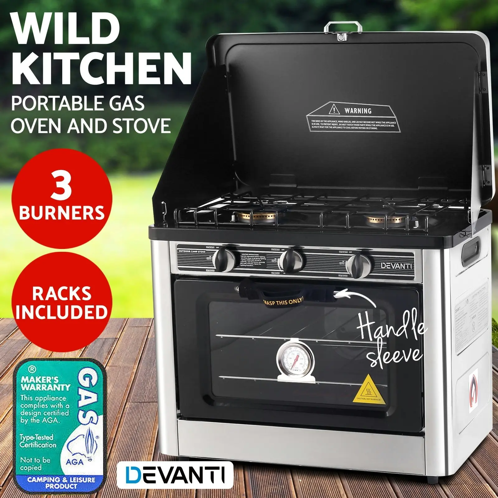 Devanti Portable Gas Oven LPG Silver