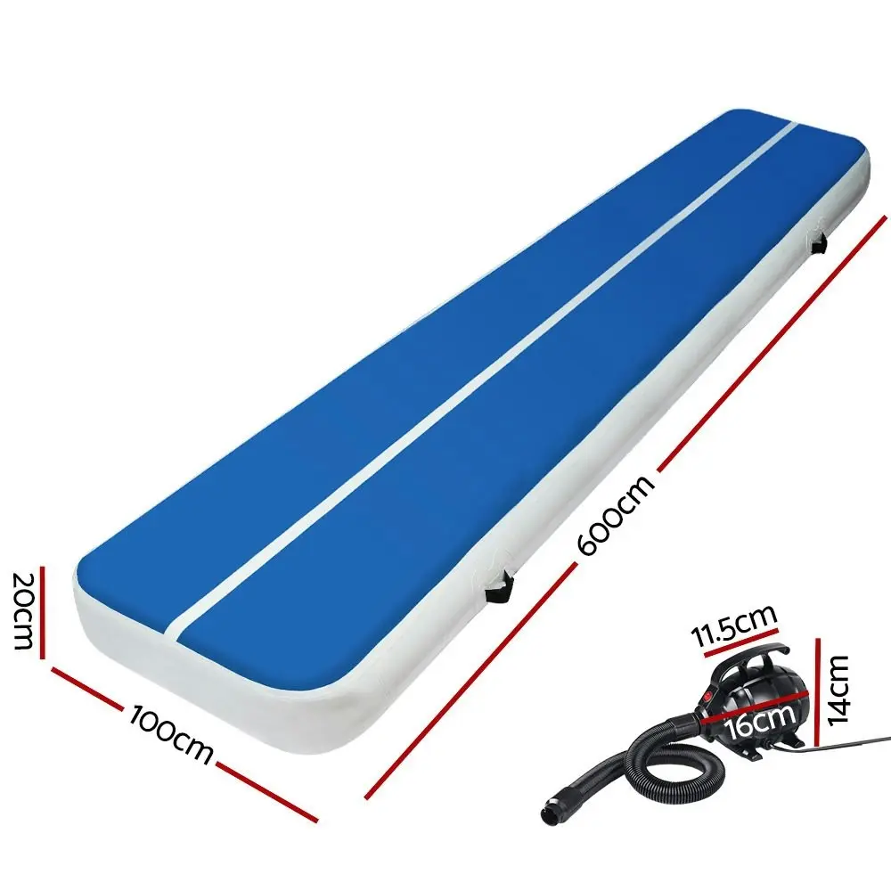 Everfit 6M Air Track Gymnastics Tumbling Exercise Yoga Mat W/ Pump Inflatable