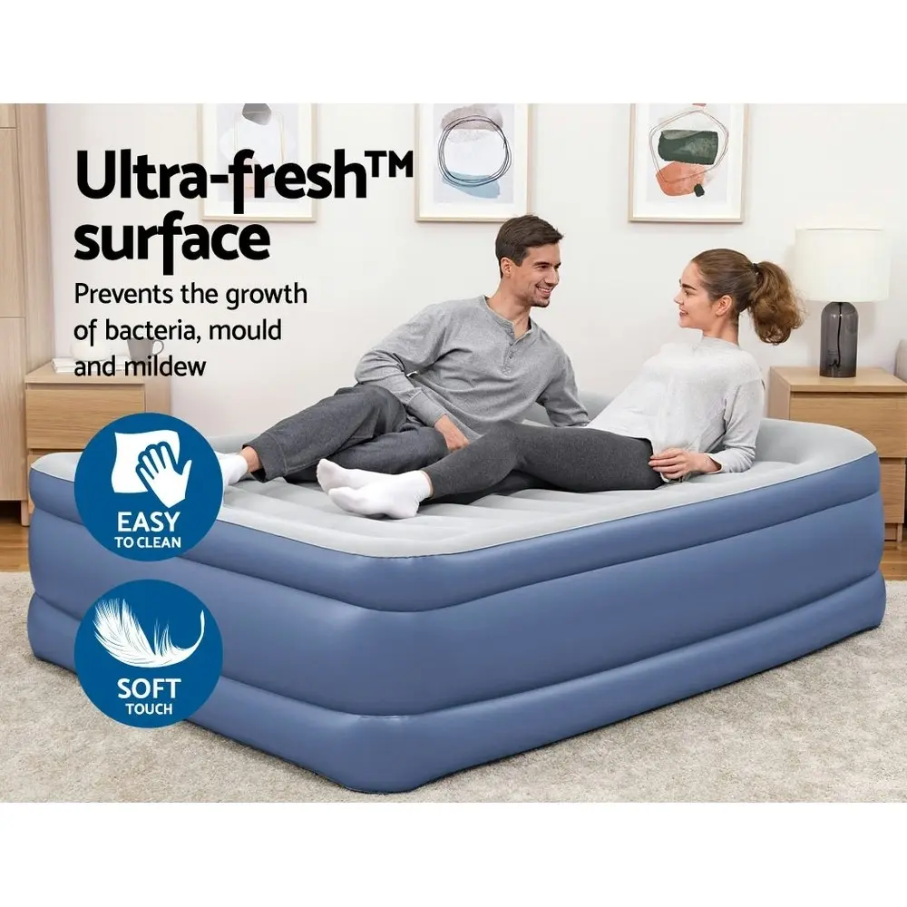 Bestway Air Mattress Queen Inflatable Bed 61cm Airbed Blue