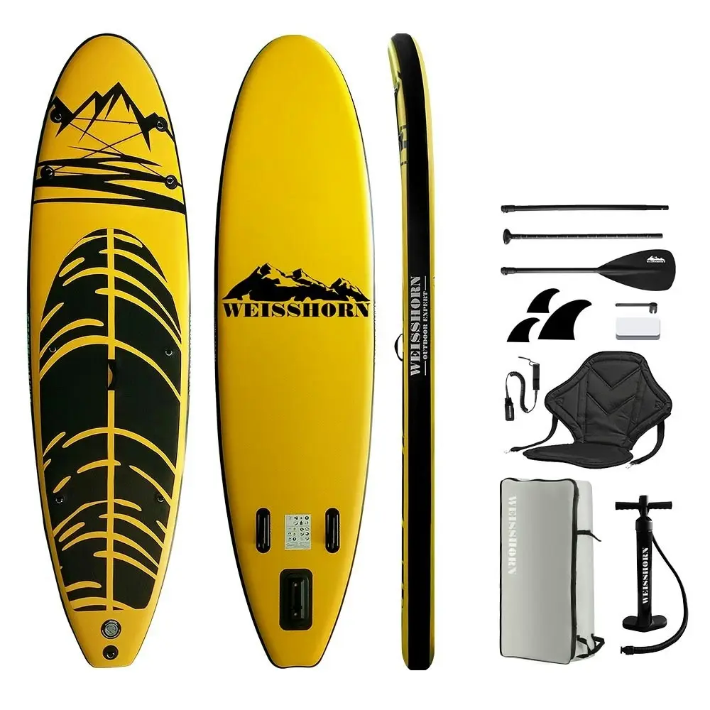 Weisshorn Stand Up Paddle Board 10.6ft Inflatable SUP Surfboard Paddleboard Kayak Surf Yellow