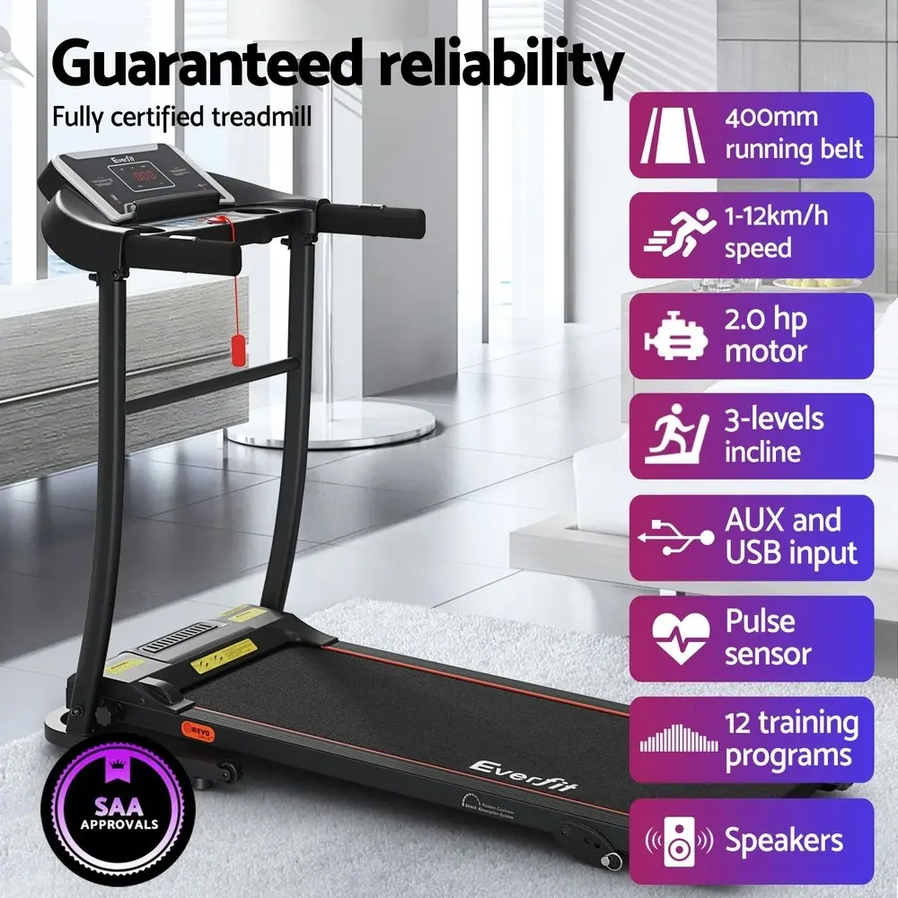 Everfit Treadmill Electric Home Gym Fitness Exercise Machine Incline 400mm