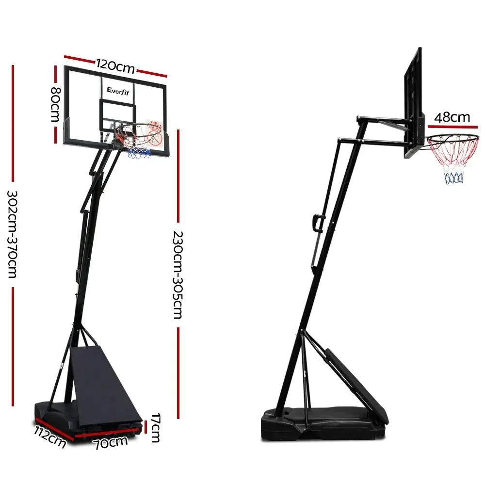 Everfit 3.05M Basketball Hoop Stand System Adjustable Height Portable Black Pro