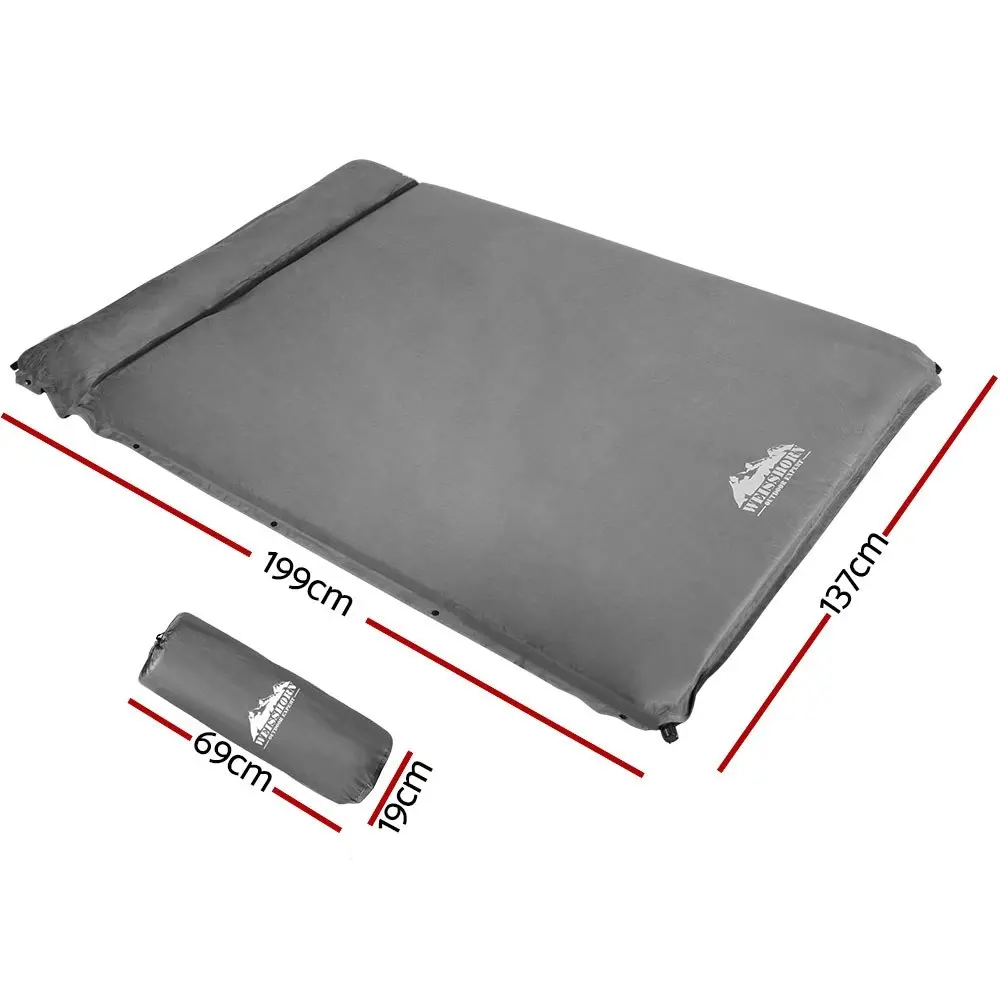 Weisshorn Self Inflating Mattress Camping Sleeping Mat Air Bed Pad Double Grey