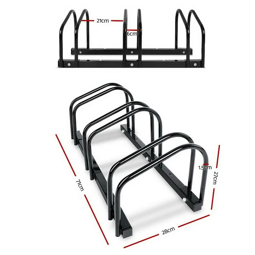 Weisshorn 3 Bike Stand Rack Bicycle Storage Floor Parking Holder Cycling Black