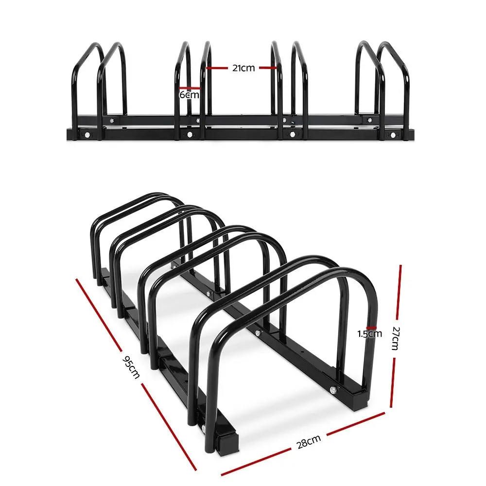 Weisshorn 4 Bike Stand Rack Bicycle Storage Floor Parking Holder Cycling Black