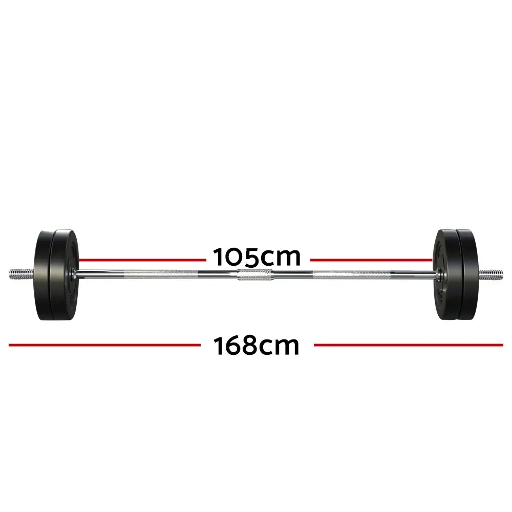 Everfit 48kg Barbell Set Weight Plates Bar Lifting Bench 168cm