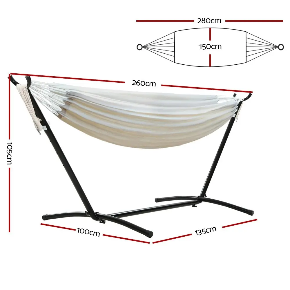 Gardeon Hammock Bed Camping Chair Outdoor Lounge Single Cotton with Stand