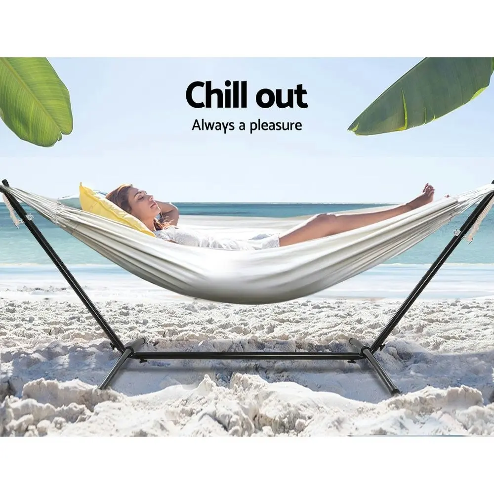 Gardeon Hammock Bed Camping Chair Outdoor Lounge Single Cotton with Stand