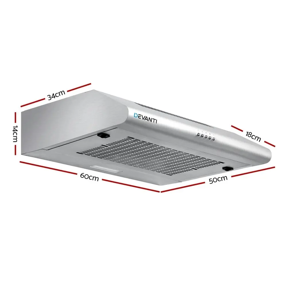 Devanti Range Hood 60cm Rangehood Stainless Steel