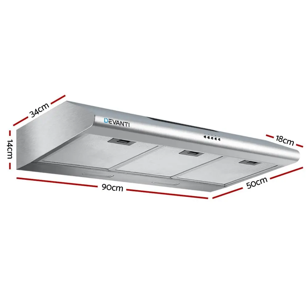 Devanti Range Hood 90cm Rangehood Stainless Steel