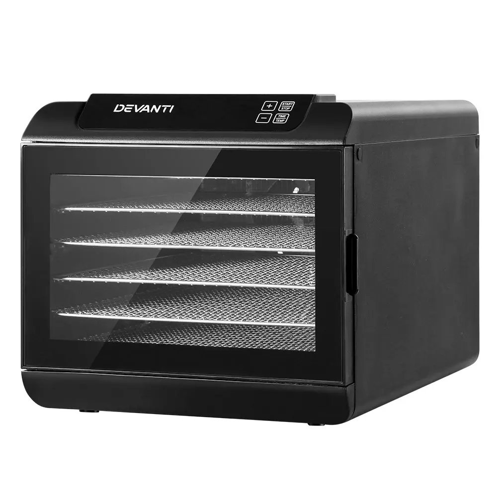 Devanti 6 Trays Food Dehydrator Stainless Steel Tray Black