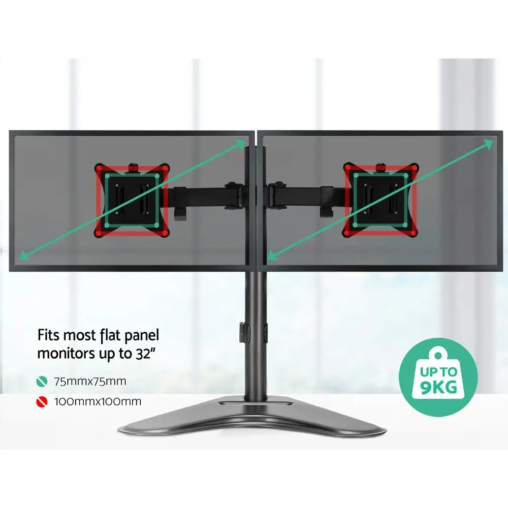 Artiss Monitor Stand Arm Dual HD LED TV Freestanding Mount Holder 2 Arm Display