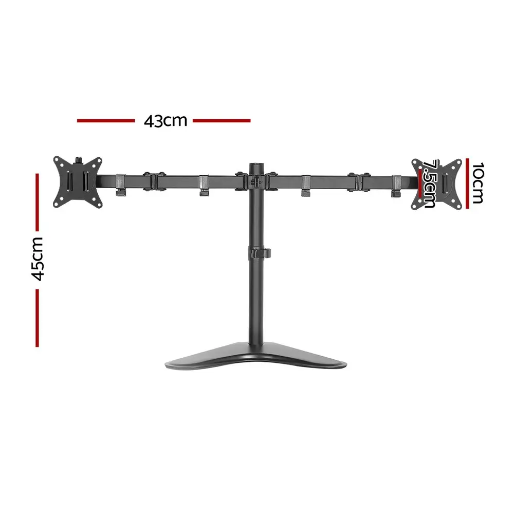 Artiss Monitor Stand Arm Dual HD LED TV Freestanding Mount Holder 2 Arm Display