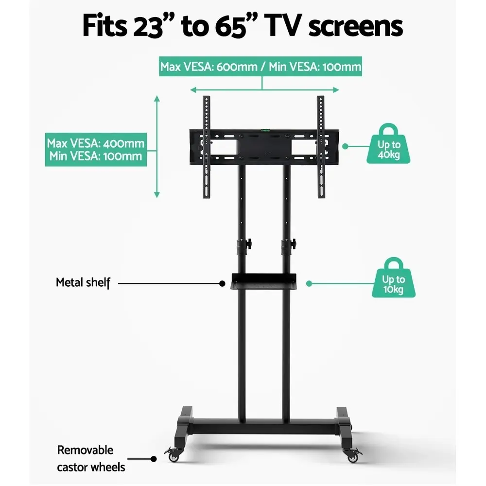 Artiss Mobile TV Stand for 23"-65" TVs Mount Bracket Portable Solid Trolley Cart