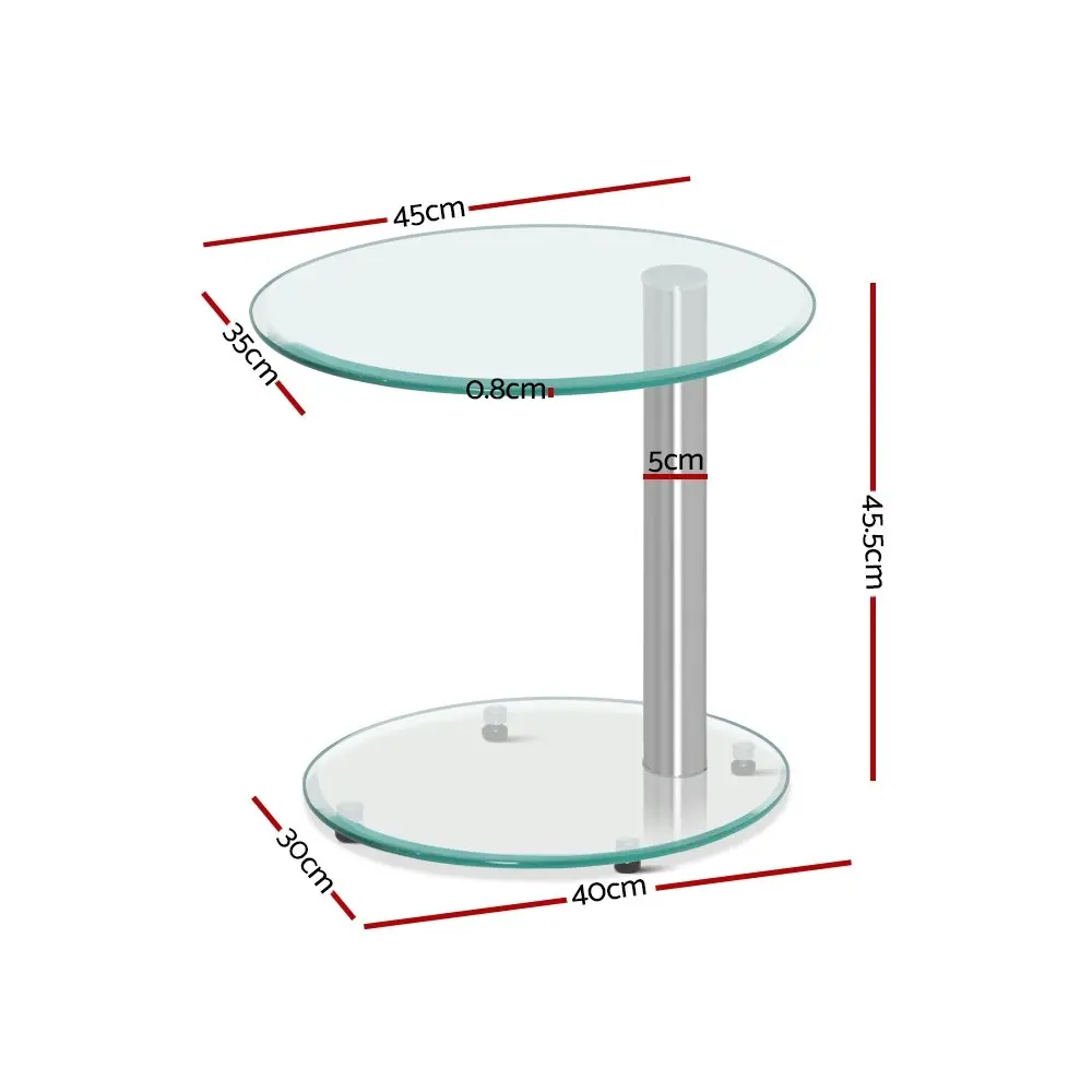 Artiss Coffee Table Round Tempered Glass Side End Beside Tables Cafe 45cm