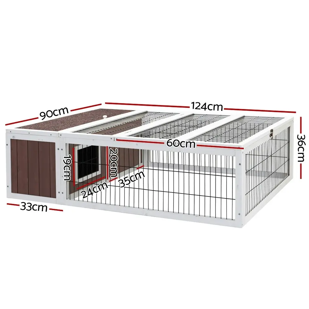 i.Pet Rabbit Hutch 124cm x 90cm x 35cm Chicken Coop Large Outdoor Wooden Run Cage House