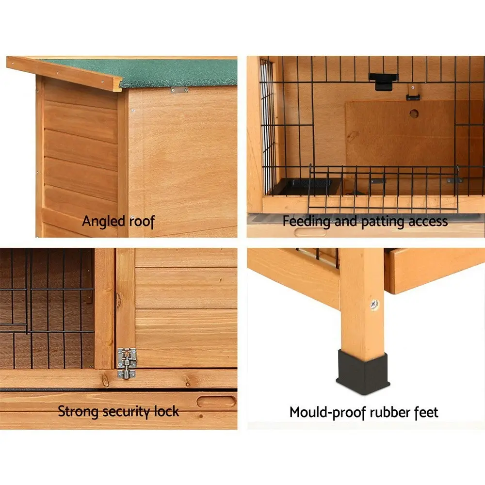 i.Pet Rabbit Hutch 91.5cm x 46cm x 116.5cm Chicken Coop Large House Cage Run Wooden Bunny Outdoor