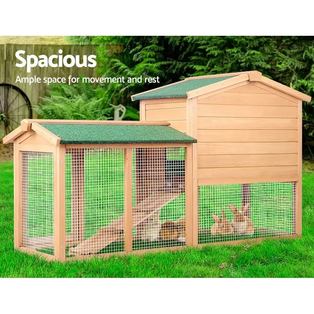 i.Pet Chicken Coop Rabbit Hutch 138cm x 44cm x 85cm Large House Run Cage Wooden Outdoor