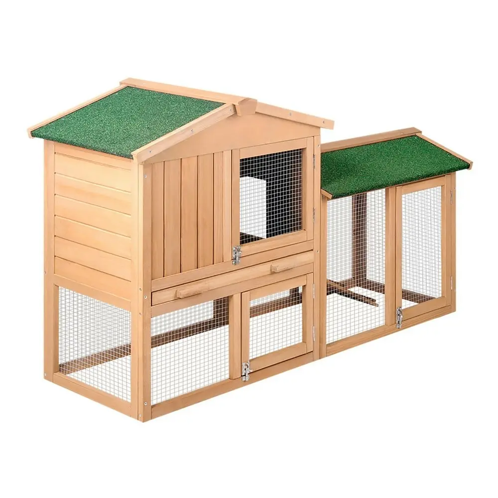 i.Pet Chicken Coop Rabbit Hutch 138cm x 44cm x 85cm Large House Run Cage Wooden Outdoor