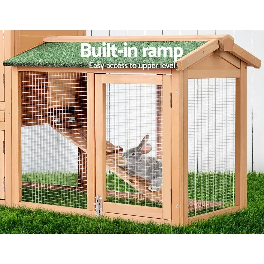 i.Pet Chicken Coop Rabbit Hutch 138cm x 44cm x 85cm Large House Run Cage Wooden Outdoor