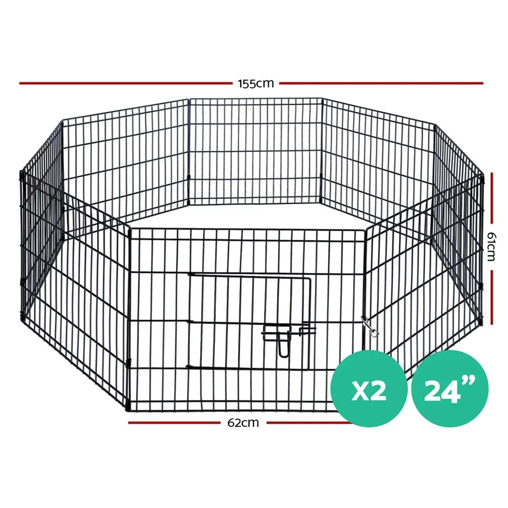 i.Pet 2x24" 8 Panel Dog Playpen Pet Fence Exercise Cage Enclosure Play Pen