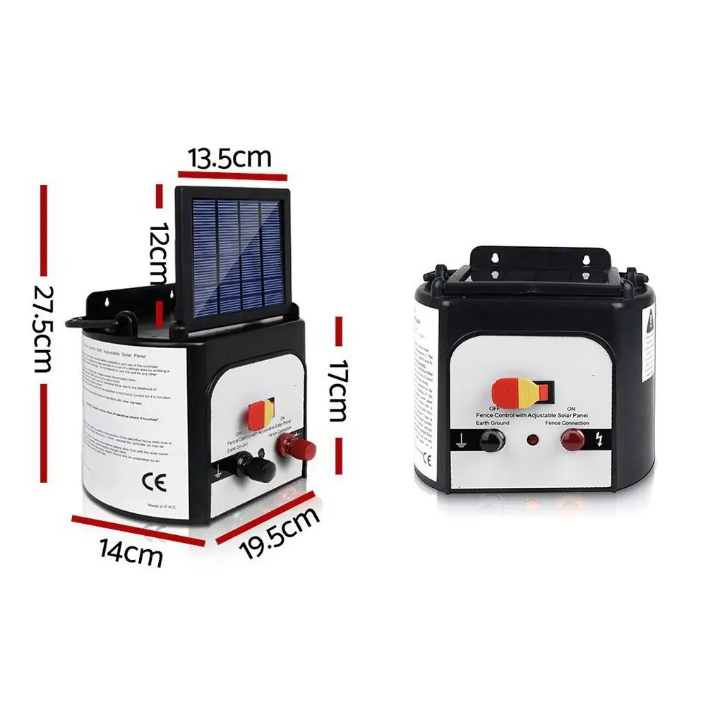 Giantz Fence Energiser 8KM Solar Powered 0.3J Electric Fencing Charger