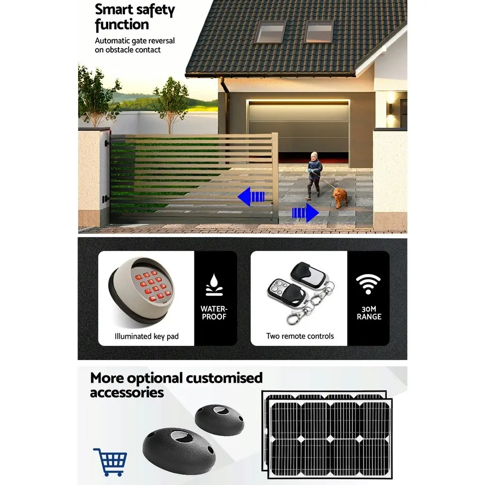 LockMaster Automatic Sliding Gate Opener Kit Keypad 4M 1200KG