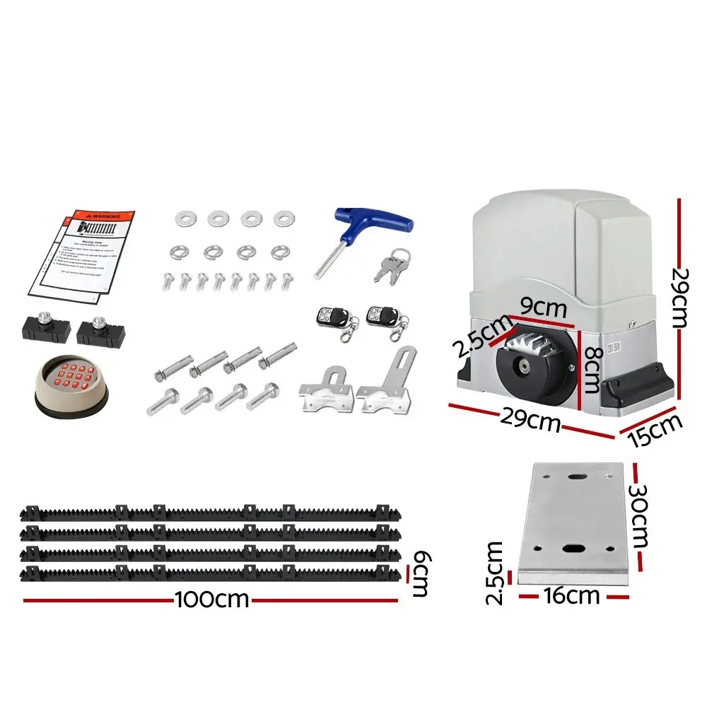 LockMaster Automatic Sliding Gate Opener Kit Keypad 4M 1200KG