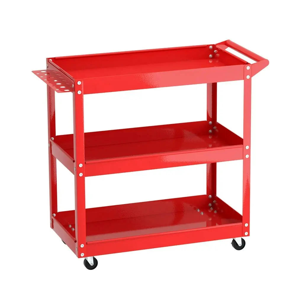 Giantz 3-Tier Tool Cart Trolley Workshop Garage Storage Organizer Red