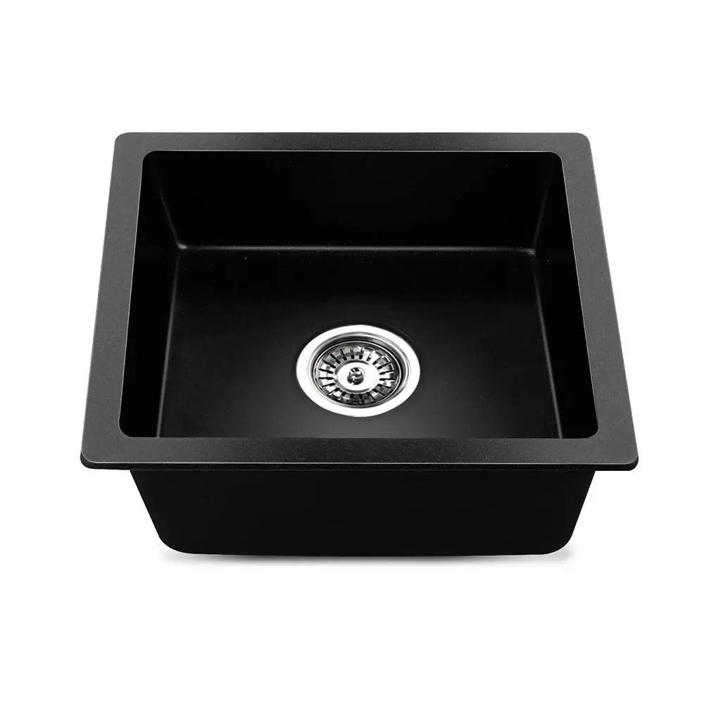 Cefito Kitchen Sink Stone Sink Granite Laundry Basin Single Bowl 46cmx41cm Black