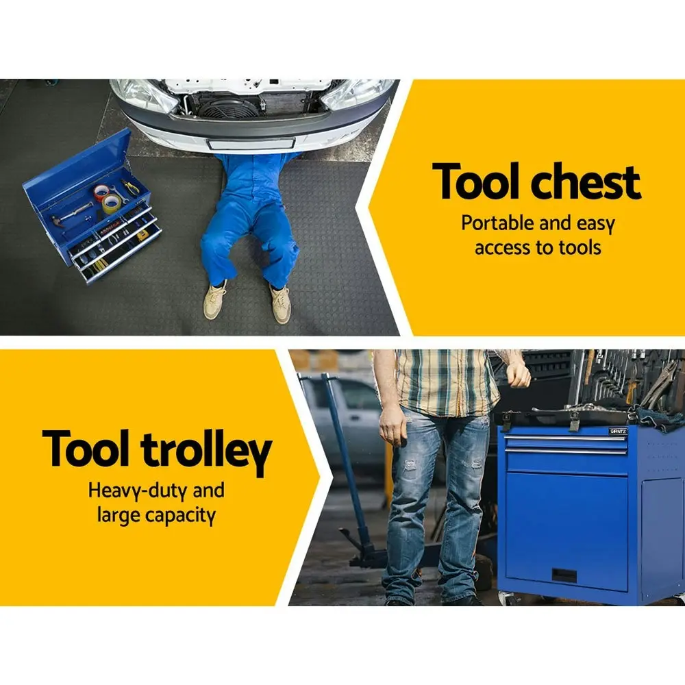 Giantz 7 Drawer Tool Box Cabinet Chest Trolley Toolbox Garage Storage Blue