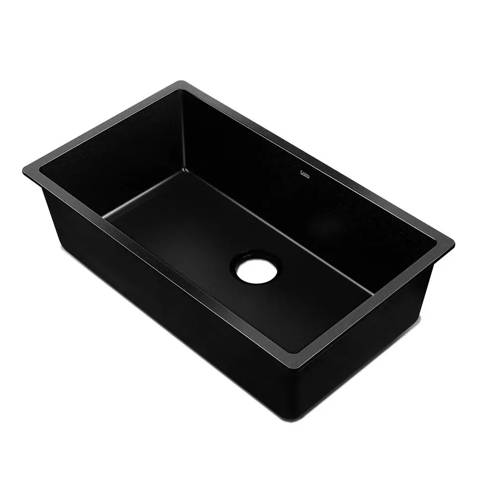 Cefito Kitchen Sink Stone Sink Granite Laundry Basin Single Bowl 79cmx45cm Black