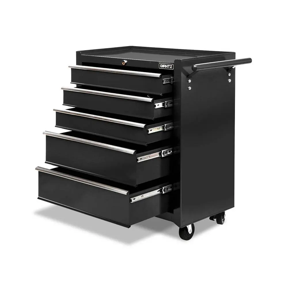 Giantz 5 Drawer Tool Box Cabinet Chest Trolley Box Garage Storage Toolbox Black